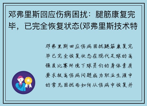 邓弗里斯回应伤病困扰：腿筋康复完毕，已完全恢复状态(邓弗里斯技术特点)
